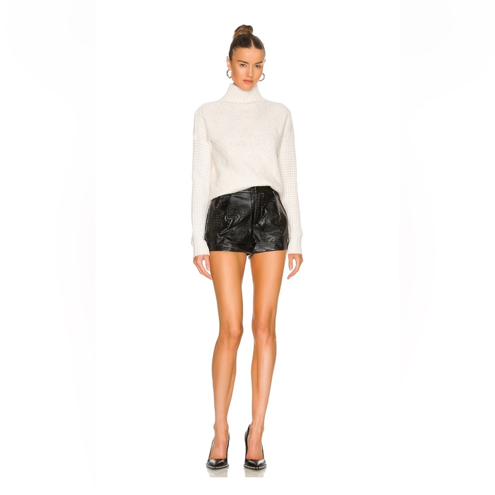 Superdown Black Dominica Python Leather Shorts - image 1
